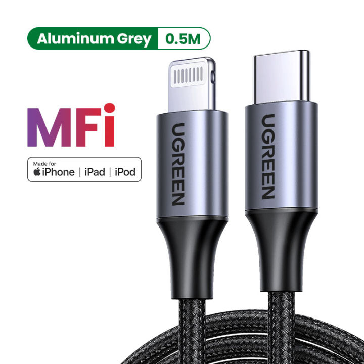 【USB C to Lightning】UGREEN MFI PD 20W Charger USB C to Lightning Cable Nylon Braid Fast Charger for iPhone 15 14 13 Pro 11 iPhone 15 Plus iPhone 15 14 Pro XS Max 20W PD Fast Charger Data Cable for Macbook Pro Air iPad Pro 2020 2018 USB C Cord