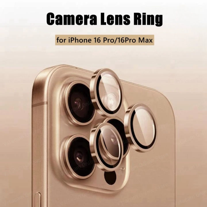 iPhone 16 Pro Max Camera Lens Protector Tempered Glass [Keep Original Camera Metal Individual Ring] (SET OF 3) Upgraded tempered glass camera lens guard cover protecter for iphone  16 pro  / iphone 16 pro max 6.9 inch [Desert Titanium]