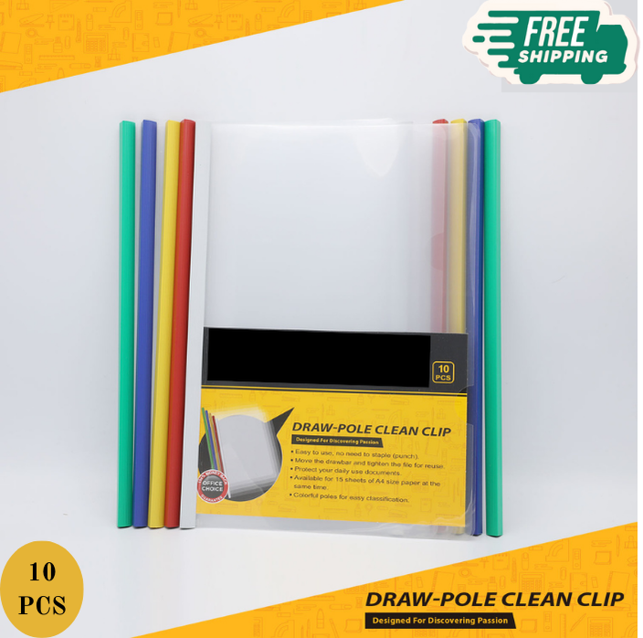 Stick Bar File - (5 Pcs-A4 Size) Transparent File PVC Plastic, Slide File, Strip File, Stick File, Sliding Bar Assignment Report Cover