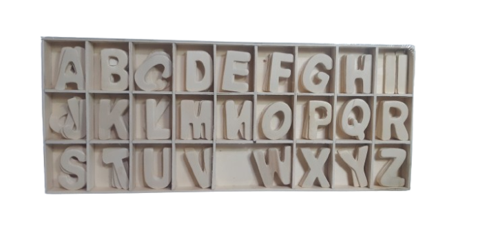 Wooden ABC Natural Alphabets carved out Complete ABC 5 pieces for each Alphabet 1.2 inches
