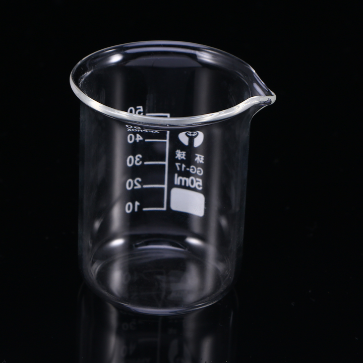 Glass Beaker- 50ml Premium Graduated Measuring Cup High- Precise Beaker Glassware Tool for Student Experiment,, Chemistry