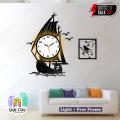 Gift City Presents Yatch Kashti Wooden Wall Clock with light for Night View. 