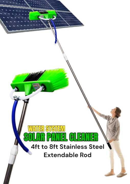 SOLAR PANEL CLEANING BRUSH WITH WATER SYSTEM 4ft to 8ft Extendable Rod