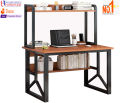 Computer Workstation with Storage Bookcase Shelves, Table, Shelves, Bookshelf, Gaming Table, Computer Desk, Racks. 