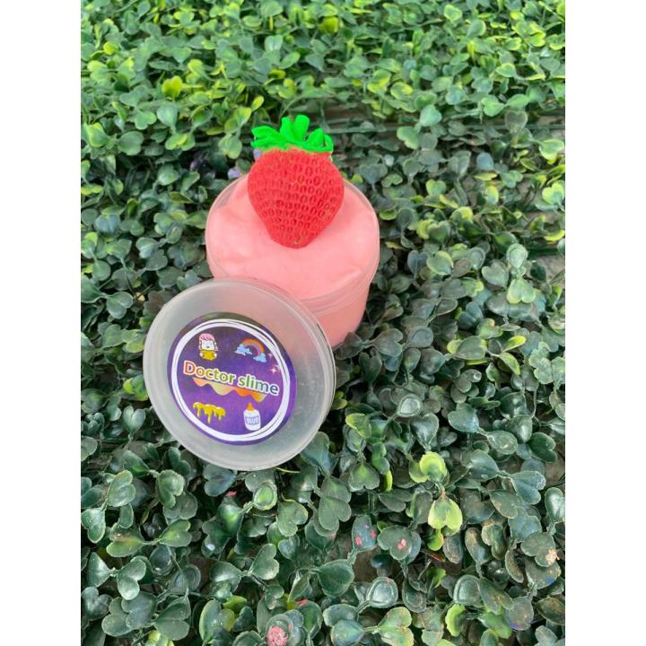 DIY strawberry shake slime with DIY strawberry and fluffy bottom. WITH FREE STUFF
