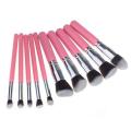 Set of 10 Professional Makeup Brush Set - Pink. 