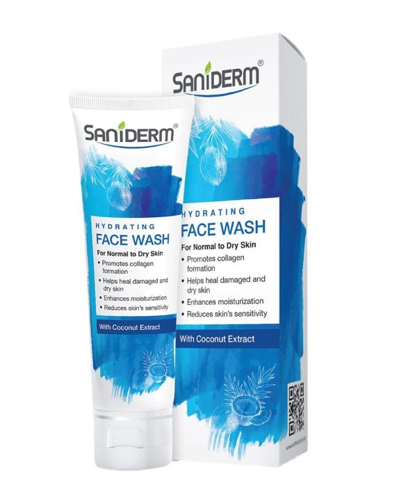 Saniderm Hydrating Face Wash 100ml | Soft, Smooth & Refreshed Skin | For All Skin Types | With Vitamin C & Coconut Extract