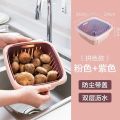 2-in-1 Double Layer Drain Basket & Storage Box - Multifunctional Kitchen Strainer for Fruits & Vegetables - Refrigerator Friendly Food Grade Washing Basket. 