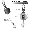 Retractable Keychain Key Chain Heavy Duty Metal ID Badge Holder Key Reel, Carabiner Keychain with Belt Clip, 27.5Inch Steel Cord. 
