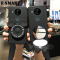 Phone Case Nokia C30 Back Cover Cute Cartoon Camera Stand Silicone Soft Cases Makeup Mirror Cover for Nokia C30 Case. 