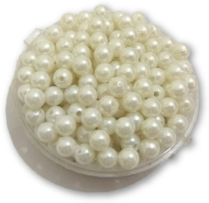 50pcs -12mm Off-White Pearl Bead Moti with hole- Craft Material for Artificial Jewellery Making Beading Scrap Booking Craftworks and Decorations
