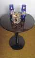 Side Table Brown, Round Top, Single Leg with Round Base table, Modern Style coffee Table for Living Room, Balcony, Lawn and for Tea and Coffee Serve Wood End Table, Wooden Coffee Table. 