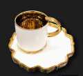 Elegant White and Gold Tea Cups & Saucers Set of 6 - Ceramic - Tea Sets. 