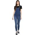 Mid blue denim romper for girls. 
