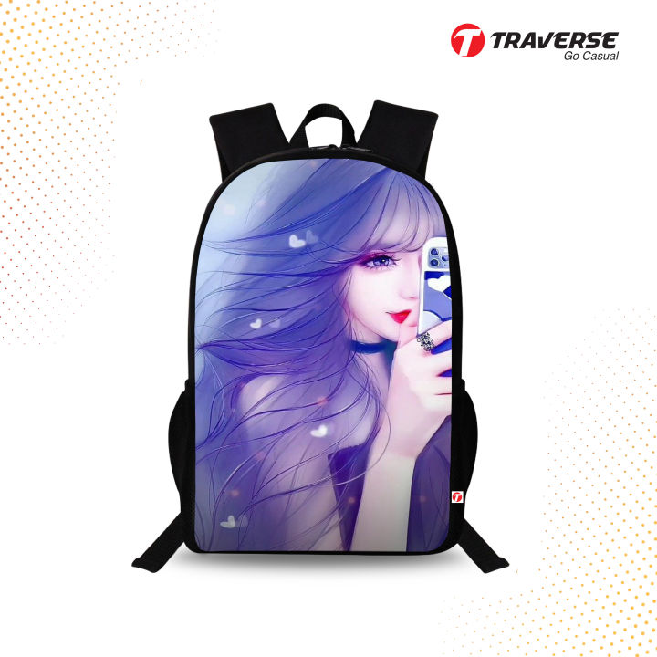 Traverse  Anime Cute Girl Bags For Boys & Girls. Digitally printed on Fabric with latest technology. Dual Compartment large backpack Bags hand bag for girls bags for girls