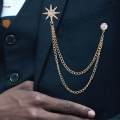 Men's Brooch Suit Pin Tassel Chains Pin Exquisite Jewelry Charm Brooch Lapel Pin Hanging Chains Brooches for Coat Suit Shirts Dance Ceremony. 