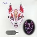 Anime Cosplay Décor Japanese Fox Mask LED Neon Light Mask Halloween Costume Mask Luminous LED Mask DJ Dance Glow Photo Props. 