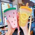 320ml Plastic Water Bottles Cute Watermelon Ice Cream Water Bottle With Straw Bottle Anti-fall Portable Popsicle Ice Pop Cup Kid. 