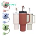 Silicone Straw Cover Adorable Bear-shaped Silicone Straw Lid for Home Party Decoration Reusable Dust-proof Durable Silicone Straw Accessory. 