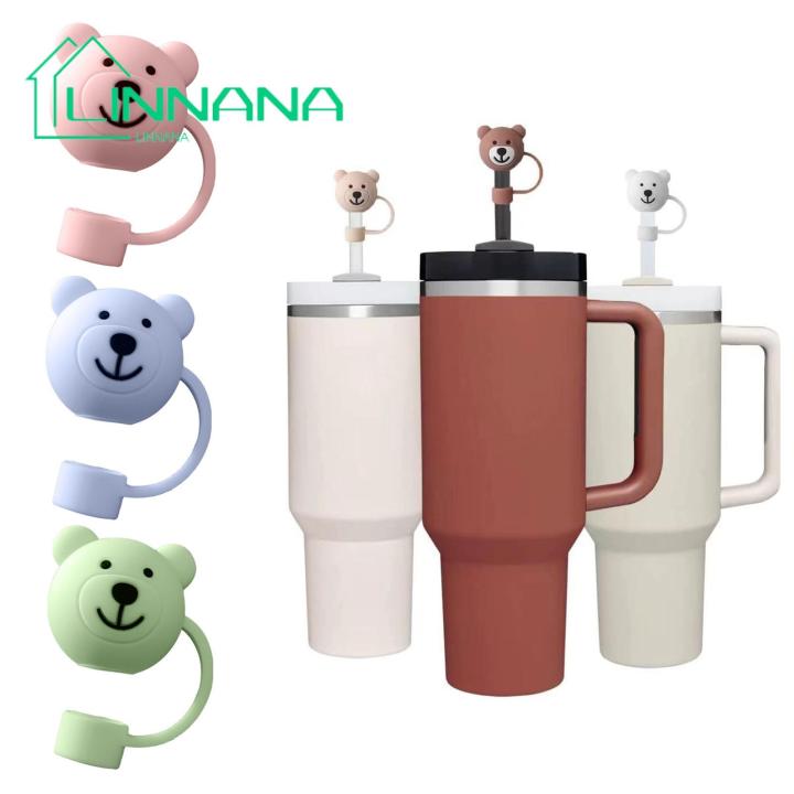 Silicone Straw Cover Adorable Bear-shaped Silicone Straw Lid for Home Party Decoration Reusable Dust-proof Durable Silicone Straw Accessory