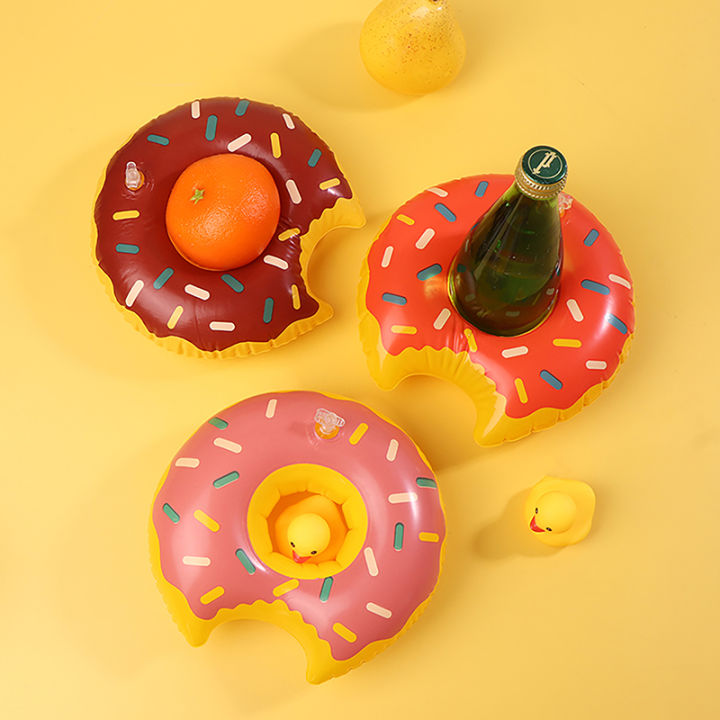 1Pc Cute Floating Cup Inflatable Donut Drinks Cup Holder Pool Float Bar ...