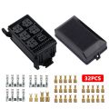 BRADOO-Fuse-Relay Box 5-Fuse Holders 6 Relay Block Holders Fuse-Block 12V Fuse-Box Car. 