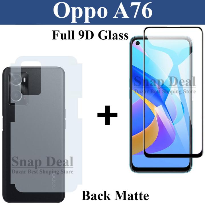 Oppo A76 Tempered Glass 9D Full Edge To Edge + Soft Skin Fiber Sheet Back Matte Protector For Oppo A76