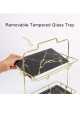 Makeup Organizer Shelf, 2 Tier Cosmetic Storage Basket with Removable Glass Tray, Wire Vanity Organizer Rack for Dresser,. 