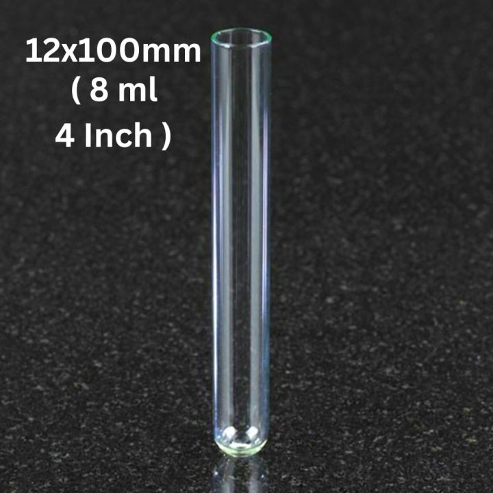 Glass Test Tubes 12x100mm (8ml, 25-100 Pcs) – Heat Resistant, Perfect for Medical Testing, Blood Analysis, DNA Testing, Chemistry, Forensics, Environmental Testing, and Cosmetic Labs