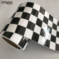 15cm Width Gloss Black White Checkered Racing Flag Sticker Vinyl Self Adhesive Car Wrap Foil Sheet With Air Bubble Free Release. 