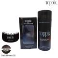 Toppik Hair Fiber 27.5g Dark Brown + Spray Applicator + Hairline Optimizer comb. 