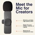 Mic - Microphone - Noise Cancellation Wireless Mic - Wireless Mic - Bluetooth Mic - Long Range Connectivity Frequency - Wireless Microphone - Microphone Wireless - Multipurpose Wireless Microphone ( Vlogging, Meetings, Calls, VIdeo Recording). 