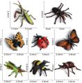 Odowalker 9 pcs Lifelike Assorted Plastic Insects Bugs Figures Realistic Sandbox Toy Butterfly, Bee, Ladybug, Grasshopper, Mantis,Uang,Stag Beetle. 