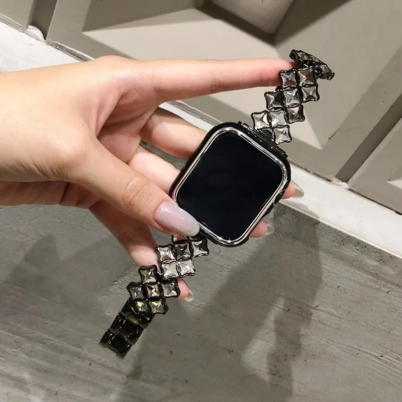 Stainless Steel Diamond Band for Apple Watch Ultra 49mm 41 45mm 40 42 44mm Crystal Women Strap for iWatch Series 8 7 6 5 4 se 3 Daraz.pk