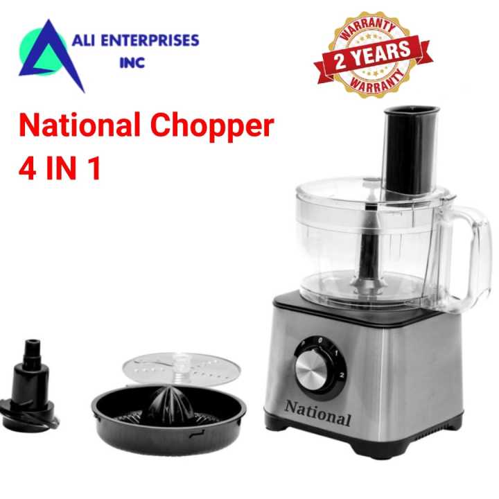 Original National Chopper 4 in 1 - National Chopper Machine 100% Copper Motor - 800W Power Food Processor, Vegetable Chopper, Meat Mincer, Citrus Press - 2 Years Warranty