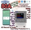TOMZN WiFi Smart 63A/80A TUYA Energy Meter Kwh Metering Circuit Breaker Timer with voltage Amper and leakage protection for solar inverter. 