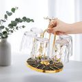 360 Rotating Cup Drying Rack Stand, Steel 6 Cups Mug Drainer Holder, Spin Non Slip Glass Tumbler Organizer Tree with Silicone Protective Hooks for Kitchen Countertop, Space Saving, Golden. 