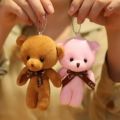 Cute Stuffed Animal Bear Pendant Plush Teddy Bear Keychains Small Cute Teddy Bear PINK , PURPLE & BROWN RED (with key-Chain & Lock-Chain). 