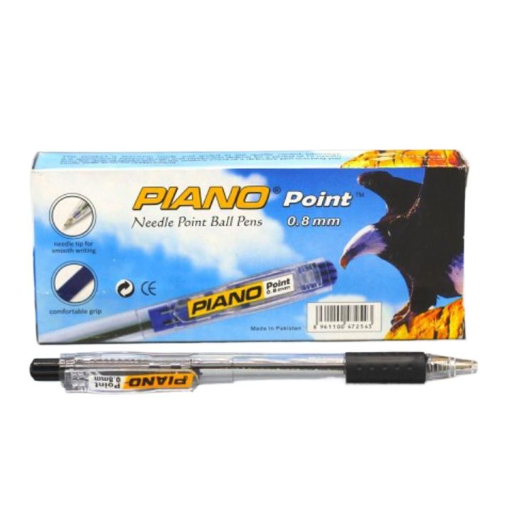 Ball Point Piano Point Grip, 0.8 Blue Black Red Green  Piano Point - 0.8 mm Needle Point Ball Pen - Pack of 10