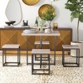 5 Piece Dining Table Set, Dining Set for 4 with Square Stools, Small Kitchen Table Set with Metal Frame, Compact Design for Small Space, Home Kitchen. 