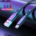USLION 3A Micro USB Cable Fast Charging Data Cable For Samsung Android Xiaomi Redmi Note 5 Microusb Type-C Charger For iPhone. 