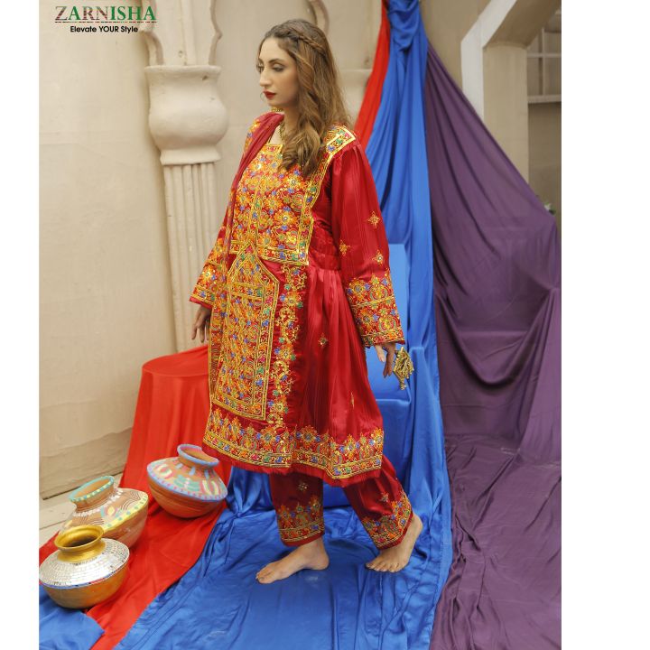 Zarnisha%20Balochi%20Embroidery%20Red%20Dress%20Zareecha%20Collection%20For%20Girls%20/%20Women%20-%20Image%204