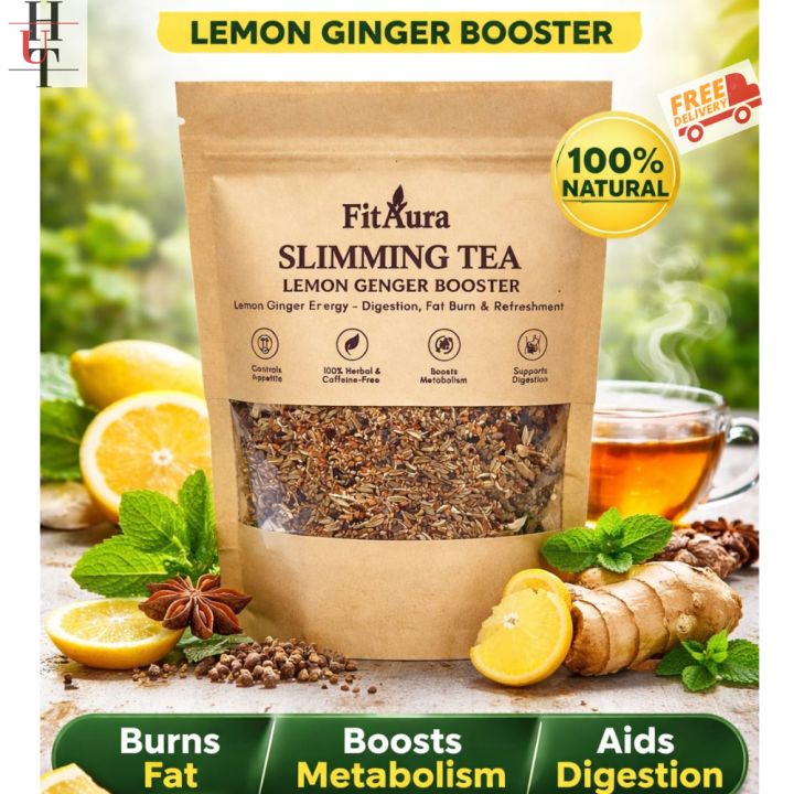 FitAura Slimming Tea | Weight Loss Tea | Detox Tea | Fat Burner Tea | Belly Fat Loss Drink | Metabolism & Digestion Booster | Natural Herbal Tea | Classic Detox & Lemon Ginger Booster | 75g, 125g, 175g