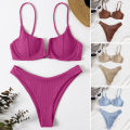 Green Home Women Bikini Set Slim Fit V Neck Backless Women Bathing Suit. 