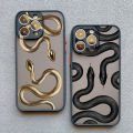 Luxurious Black Gold Snake Phone Case for IPhone 14 13 12 11 15 Pro Max Mini 7 8 Plus SE2 X XR XS Unique Dragon Shockproof Cover. 