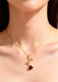Falling Rose Pendant Necklace – Gold Plated Adjustable Chain. 