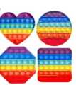 Push Pop Bubble Fidget Spinner Pop It Silicone Toy - 5 inches - Rainbow in different shapes. 