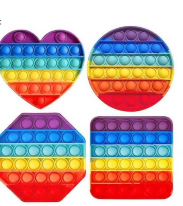 Push Pop Bubble Fidget Spinner Pop It Silicone Toy - 5 inches - Rainbow in different shapes