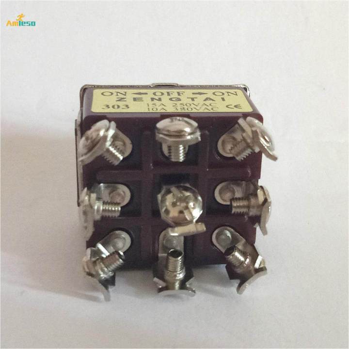 AC 250V 15A/ 380V 10A -ON 9 Pin 3 Position 3PDT Rocker Toggle Switch ...