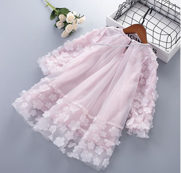 Kids%20girls%20tea%20pink%203D%20flower%20soft%20net%20dress%20with%20small%20pouch%20children%20dress%20for%20party/wedding/event/eid/birthday%20-%20Image%202